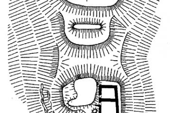 terénní náčrt ( © Miroslav Plaček: Ilustrovaná encyklopedie moravských hradů, hrádků a tvrzí, Libri, Praha 2001)