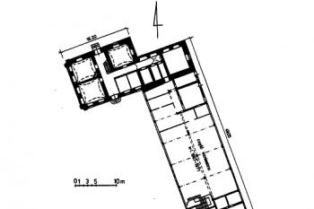 půdorys přízemí (© Beata Sebzda: Karta ewidencyjna zabytków architektury i budownictwa, Ośrodek dokumentacji zabytków w Warszawie)
