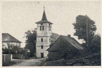 kostel před rokem 1932 (Gnirs, A. 1932: Topographie der historischen und kunstgeschichtlichen Denkmale in den Bezirken Tepl und Marienbad, Brno, 113/115)