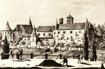 zámek na rytině podle kresby F. A. Hebera z roku 1848 (© Ondřej Drlík, 4/2010)