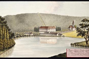 Zámek na obr. I.A.Venuta z roku 1814 (© Ing. Karel Kubín, 09/2017)