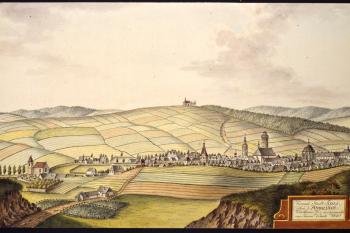 Domažlice na obrázku I.A.Venuta z r. 1820 (© Ing. Karel Kubín, 09/2017)