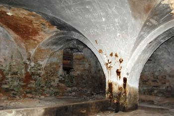 cenný klenutý interiér sníženého suterénu panského domu a sýpky ( © Jan P. Štěpánek 12/2008)