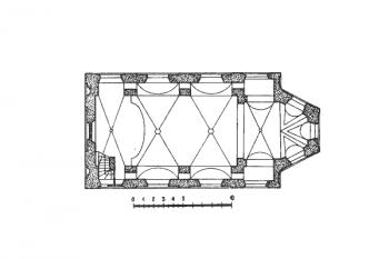 půdorys kostela (© kol.: Umělecké památky Čech, část 4. [T/Ž], Academia, Praha 1982)