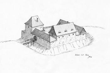 rekonstrukce možné podoby tvrze na přelomu 15. a 16. století ( © Jan P. Štěpánek 2007)