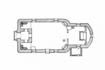 půdorys kostela (© Träger, Gertrud: Denkmäler im Egerland. Kreis Luditz.Brönner & Daentler, Eichstätt 1993)