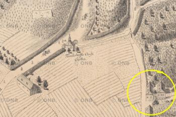 usedlost v původní podobě na plánu Prahy J. D. Hubera z roku 1769 (http://towns.hiu.cas.cz/)