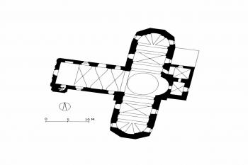 půdorys kostela (© Niederösterreich: südlich der Donau. Teil 2, M bis Z. Dehio-Handbuch. Horn: Verlag Berger, c2003)