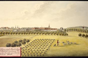 Nové Dvory na obr. I.A.Venuta z r. 1823 (© Ing. Karel Kubín, 09/2017)