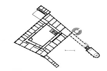 půdorys 1. patra zámeckého areálu ( © P. Vlček: Ilustrovaná encyklopedie českých zámků, Libri, Praha 1999)