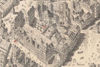 barokní podoba areálu kláštera (Plán Prahy J. D. Hubera z roku 1769)