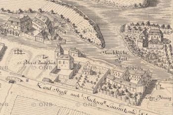 kostel se hřbitovem a špitálem (Huber, Joseph Daniel, 1769)