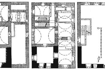 půdorys se stavebně historickou analýzou ( © Petr Chotěbor: Výsledky průzkumu tvrze Hamr (in Archaeologia historica 22, Brno 1997))