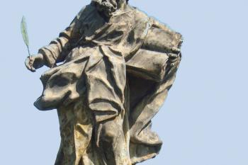 Socha sv. Marka v obci Čertoryje, místní části Charvát v okrese Olomouc. (© Pavel Vítek  09/2025)