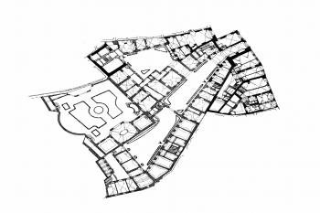 půdorys přízemí (© Pavel Vlček a kol.: Umělecké památky Prahy 3 - Malá Strana, Academia, Praha 1999)