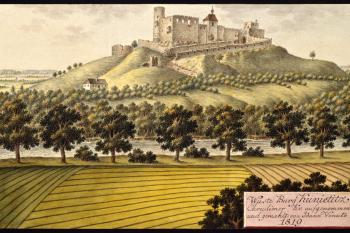 Hrad na obraze I.A.Venuta z roku 1819 (© Ing. Karel Kubín, 09/2017)
