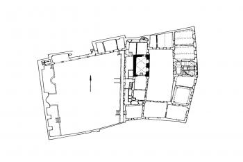 půdorys 2. patra (© Pavel Vlček a kol.: Umělecké památky Prahy 3 - Malá Strana, Academia, Praha 1999)