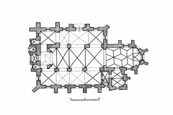 půdorys kostela ( © kol.: Umělecné památky Čech, část 3. [P/Š], Academia, Praha 1980)