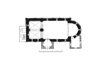 půdorys kostela ( © kol.: Umělecké památky Čech, část 3. [P/Š], Academia, Praha 1980)