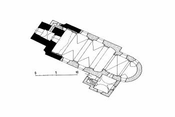 půdorys kostela (© B. Samek: Umělecké památky Moravy a Slezska, část 2. [J/N], Academia, Praha 1999 )