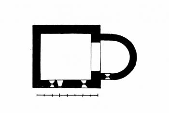 půdorys kostela (© A. Prokop : Die Markgrafschaft Mähren in kunstgeschichtlichen Beziehung, Band I-IV, R.  Spies & Co. Verlag, Wien 1904)