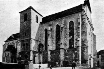 kostel koncem 19. století, před novogotickou přestavbou ( © A. Prokop: Die Markgraftschaft Mähren in kunstgeschichtlichen Beziehung, R. Spiess und co., Wien 1904)