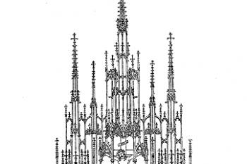 novogotický hlavní oltář A. Prokopa ( © A. Prokop: Die Markgraftschaft Mähren in kunstgeschichtlichen Beziehung, Band I-IV, R.  Spies & Co. Verlag, Wien 1904)