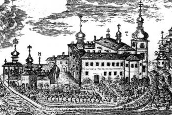 výřez z mědirytu tzv. tovaryšského listu F. A. Weisera podle předlohy J. Wentzela z let 1761-79 (fotorepro: Panáček, Jaroslav: Založení augustiniánského kláštera v České Lípě, Vlastivědné muzeum a galerie, Česká Lípa 2010)