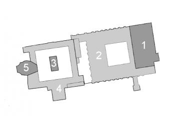 schematický půdorys areálu odvozený z katastrání mapy (© ČUZK 2010)