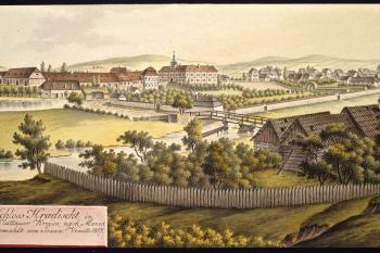 Hradiště na obrázku I.A.Venuta z roku 1817 (© Ing. Karel Kubín, 09/2017)