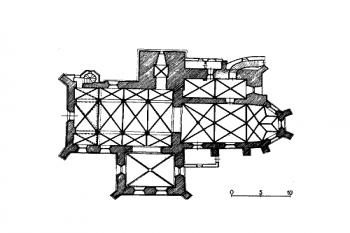 půdorys kostela ( © kol.: Umělecké památky Čech, část 1. [A/J], Academia, Praha 1977)