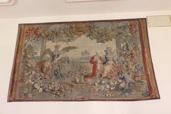 Tapisérie Červenec a srpen  (dílna Jodoca de Vos v Bruselu, kol. 1710) v černínské galerii (© Johannes Cladis, 05/2016)