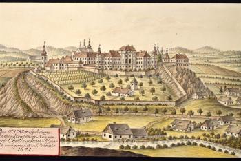 Chotěšov na obraze I.A.Venuta z roku 1821 (© Ing. Karel Kubín, 09/2017)