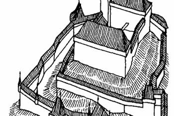 Hmotová rekonstrukce hradu po přestavbě Jiřího z Poděbrad ( © T. Durdík - Ilustrovaná encyklopedie českých hradů - Libri, Praha 2000)