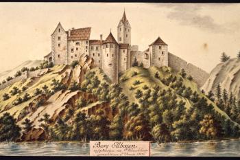 Hrad na obraze I.A.Venuta z roku 1806 (© Ing. Karel Kubín, 09/2017)