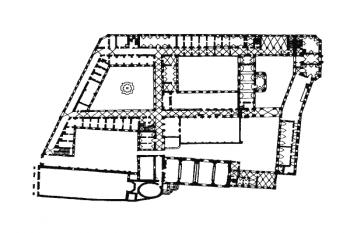 půdorys areálu v současné době ( © Pavel Vlček, Ester Havlová: Praha 1610-1700. Kapitoly o architektuře raného baroka, Libri, Praha 1998)