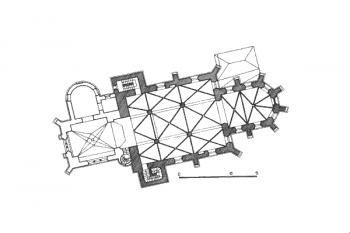 půdorys kostela ( © kol.: Umělecké památky Čech, část 3. [P/Š], Academia, Praha 1980)