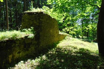 Jižní hradba dolního předhradí /vyšší část je původní/ (© Dušan Dohňanský  07/2021)