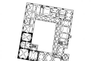 půdorys přízemí zámku (© J. Úlovec a L. Svoboda podle originálu PÚ Ústí nad Labem (in J. Úlovec: Ohrožené hrady, zámky a tvrze Čech, 1. díl [A-M], Libri, Praha 2003))