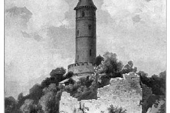 Historický pohled na hrad hněvín  po roce 1900 (A. Sedláček, Hrady XIV/158)