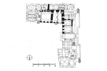 Rekonstrukce půdorysu (Durdík T., Ilustrovaná encyklopedie Českých hradů, Libri, 2. vyd., 2002, str. 549, obr. 1189)