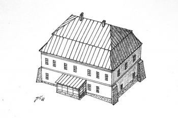 Rekonstrukce zámku dle Jana P. Štěpánka ( © J. Tichánek a kolektiv: Šlechtická sídla na Frýdecko-Místecku, Alpress, Frýdek-Místek 2006)