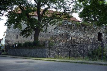 Pohled na tvrz přes hradby od severu (© Jiří Cukr, 08/2010)