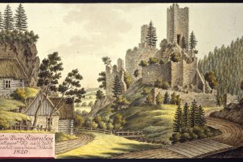 Hrad na obr. I.A.Venuta z r. 1820 (© Ing. Karel Kubín, 09/2017)