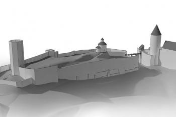 Podoba znojemského hradu v době založení města, tedy na počátku 13. století (© arch. Vratislav Zíka)