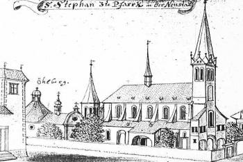 kostel na vedutě F.B. Wernera ( © F.B. Werner, c1740)