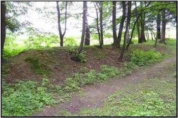 pohled na jižní část valových útvarů  tzv. předhradí ( © Jan P. Štěpánek 2004)