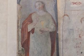 Zbytky barokních fresek - sv. Kateřina (© Johannes Cladis, 06/2015)