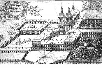ideální plán kláštera po Santiniho barokní přestavbě (© de.ardoise 10/2005)