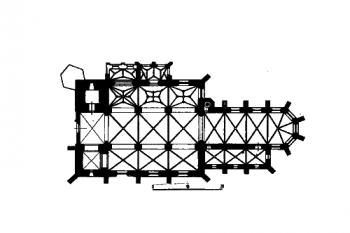 půdorys kostela ( © kol.: Umělecké památky Čech, část 4. [T/Ž], Academia, Praha 1982)